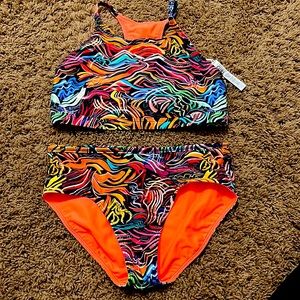 New Athleta Girl two piece swimsuit reversible